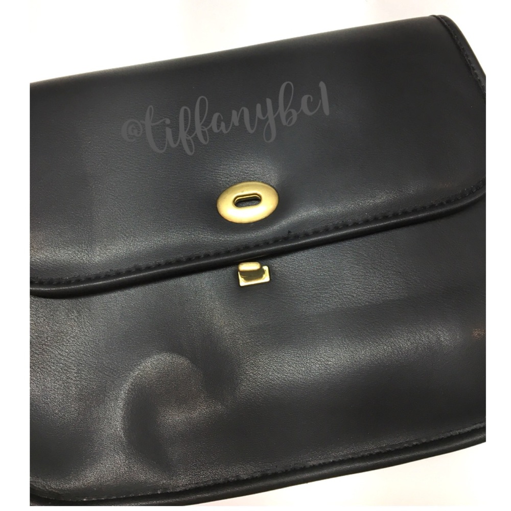 Soft Front Flap Shoulder Bag Faux Leather Black - Picture 5 of 15